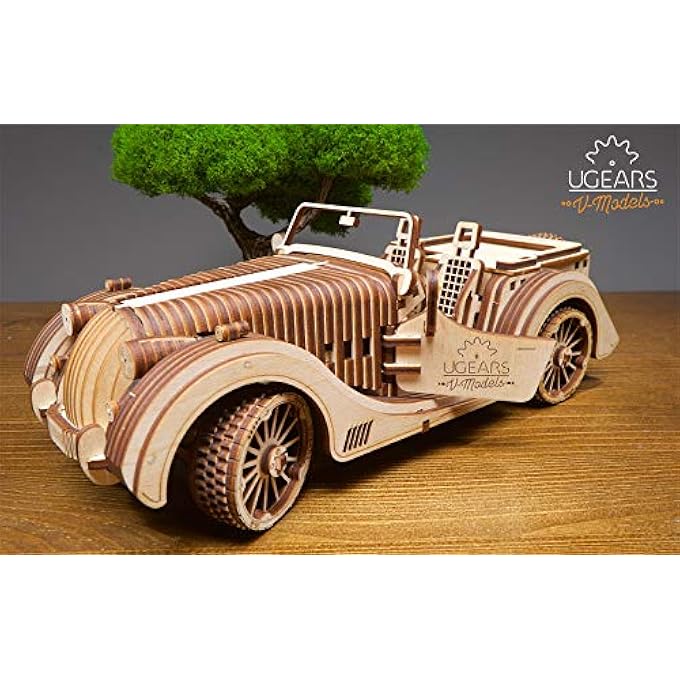 VM-01 ROADSTER VEHICLE  3D WOODEN ART DYI  FUN PROJECTS FOR ADULTS AND CHILDREN  3D MECHANICAL WORKING MODEL  PLYWOOD MATERIAL WITH TRANSMISSION INTEGRATED  GREAT GIFT FOR CAR LOVERS - Image 3
